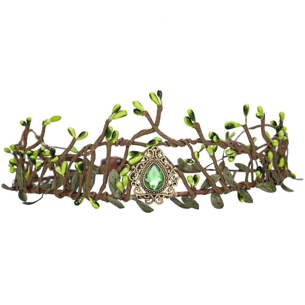Green Woodland Elf Crown Handmade Fantasy Tiara for Women Girls Cosplay